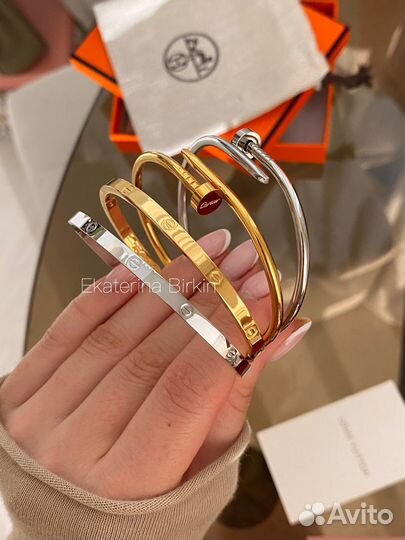 Браслет тонкий Cartier love без отвертки сталь