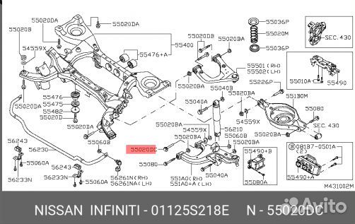 01125S218E Болт переднего рычага Nissan