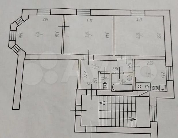 3-к. квартира, 57 м², 3/3 эт.