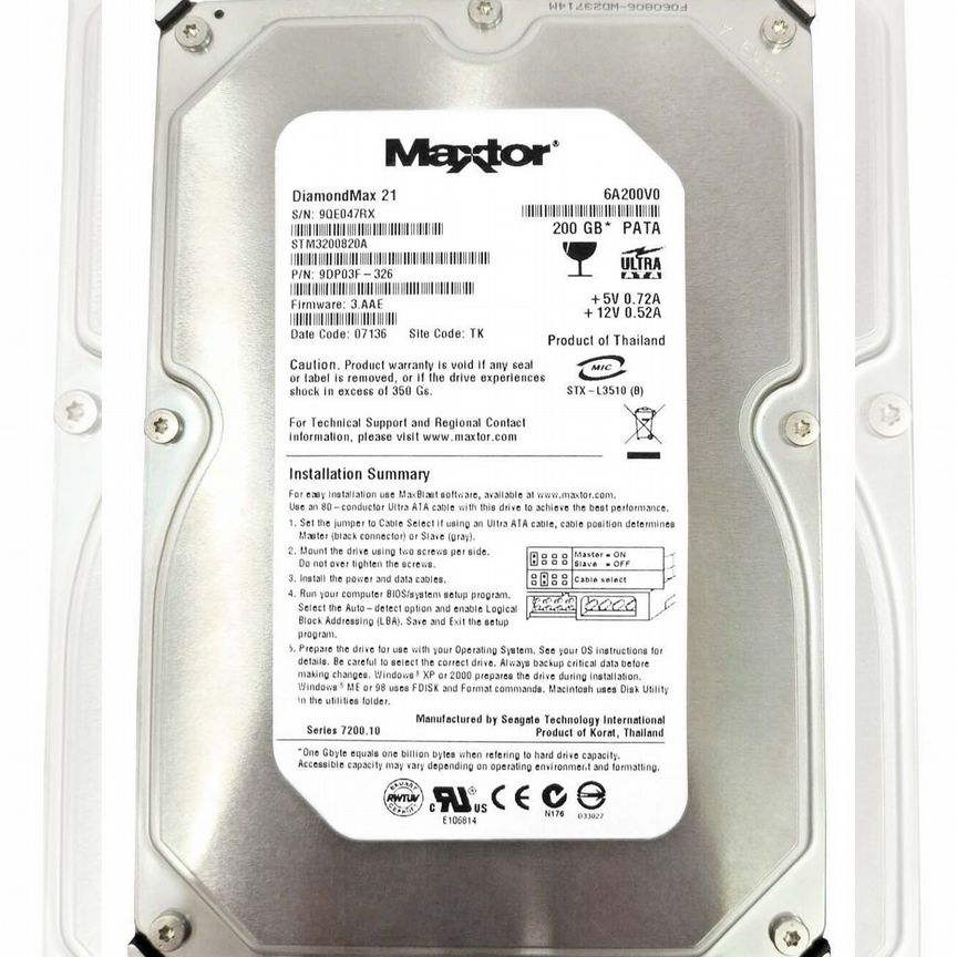 [9DP03F] Жесткий Диск Maxtor 200gb 7200 Ide 3.5" Hdd 9dp03f
