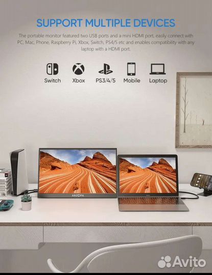 Портативные мониторы для пк PS5 Xbox Arzopa FHD/4K