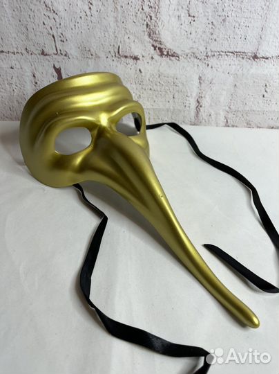 Маска доктор чума с узором золотая и серебряная