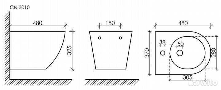 Биде подвесное Ceramica Nova forma CN3010