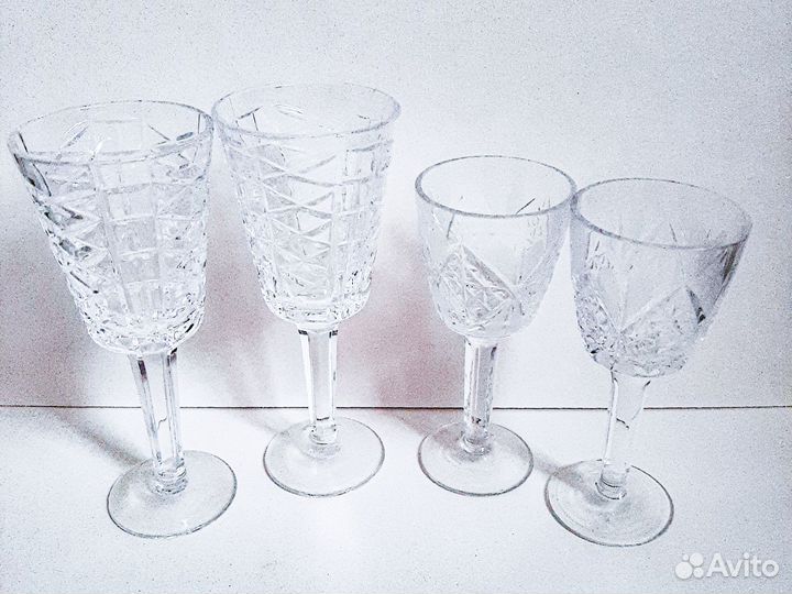 Хрустальные рюмки на ножке, стопки, бокалы СССР