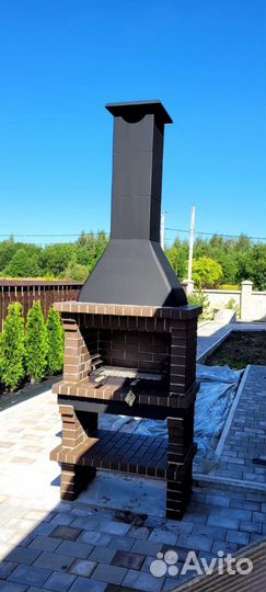 Модульная печь барбекю из кирпича с казаном