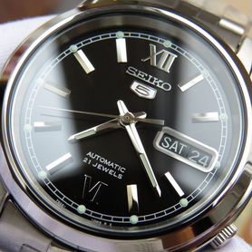 Часы Seiko (Сейко) 5 Automatic Black Dial