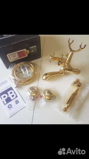 Смеситель для ванны Porta & Bini золото 24k