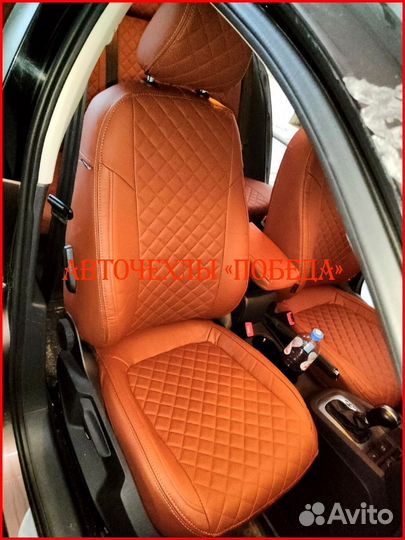 Чехлы Volkswagen Jetta 6 из экокожи коричневые Ром