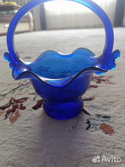 Ваза для фруктов цветное стекло СССР
