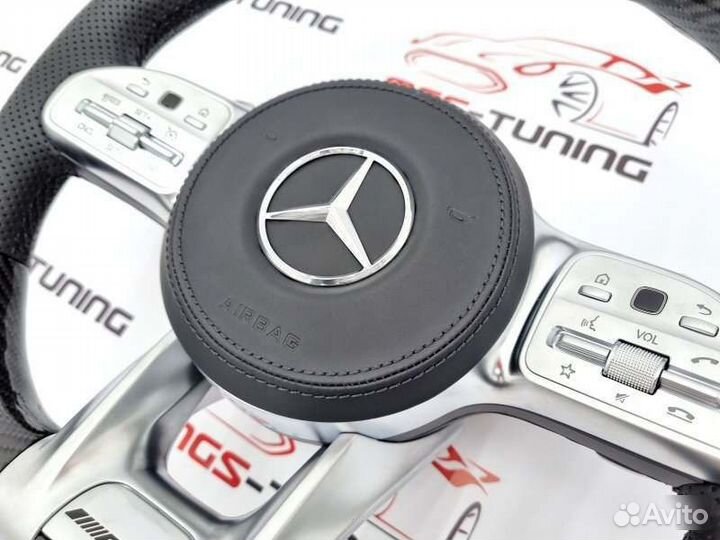 Руль 63 AMG подогрев+подушка Mercedes W205 карбон