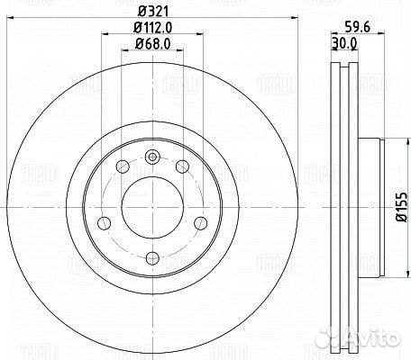 Диск тормозной передний 321x30/60-5x112 audi a6/a8