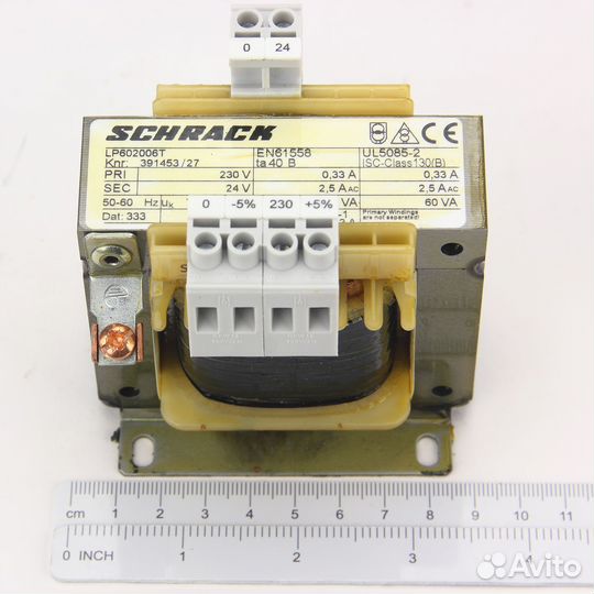Трансформатор 220/24v schrack LP 602006T 63VA
