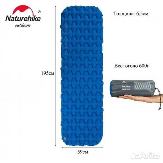 Коврик Naturehike NH19Z032 одноместный синий