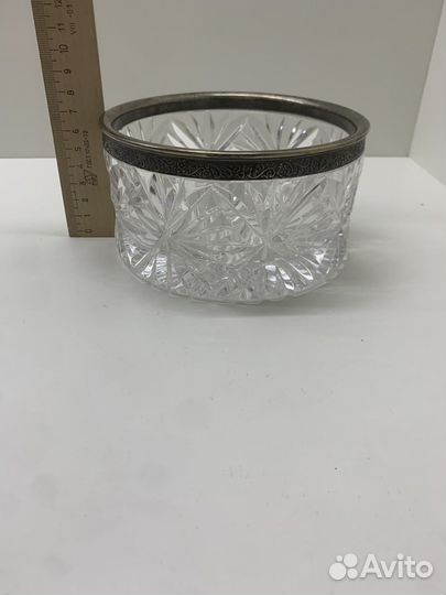 Конфетница хрустальная с мельхиором