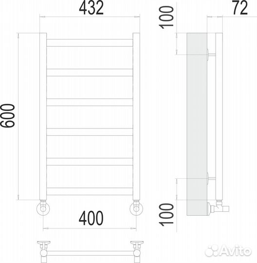 Полотенцесушитель Terminus Аврора П6 40x60, водяной