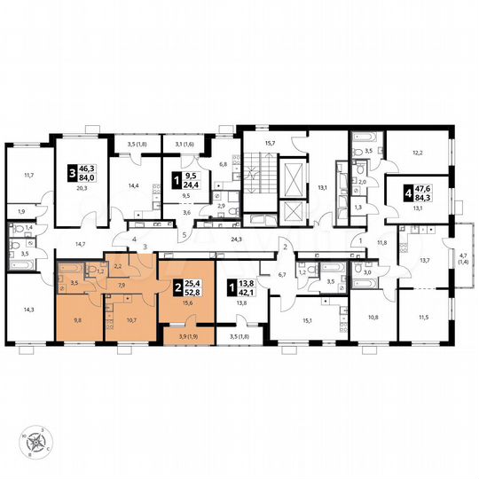 2-к. квартира, 52,8 м², 13/23 эт.