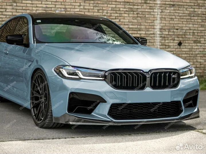 Губа передняя BMW M5 F90 рест черный глянец