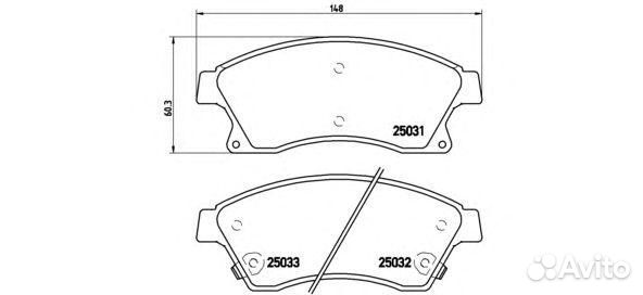 Колодки тормозные передние 148*60.3 (см VIN)