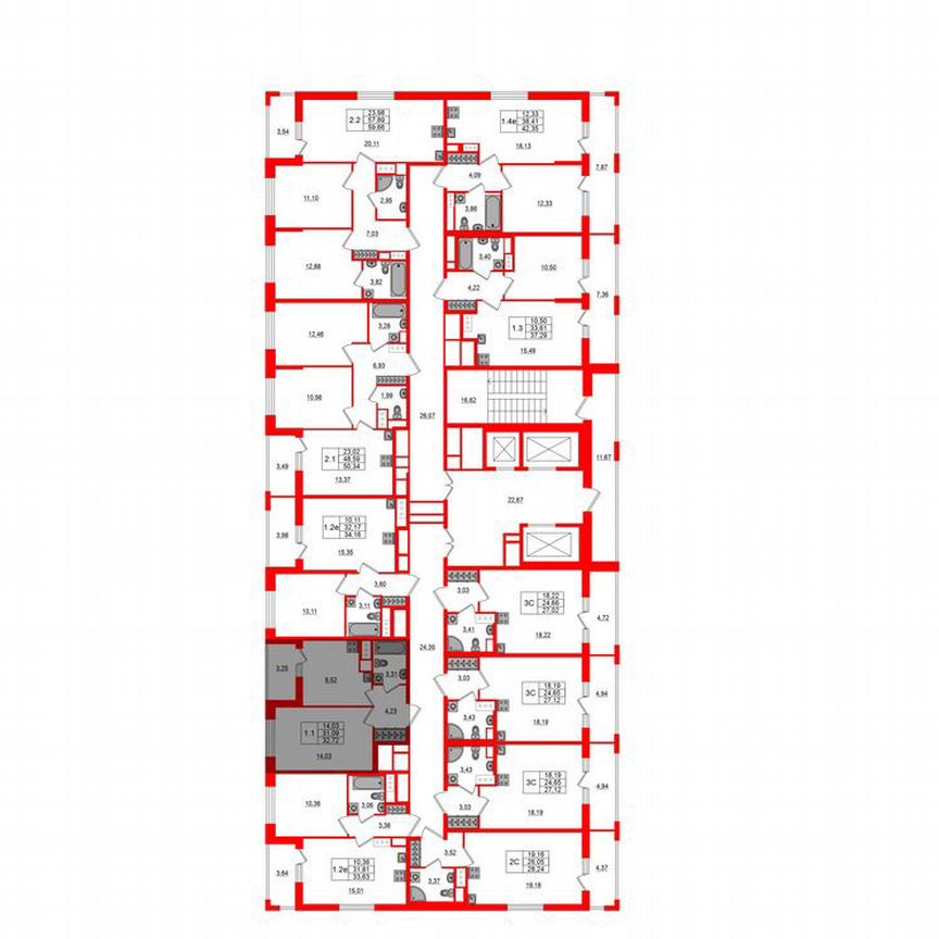 1-к. квартира, 31,1 м², 22/23 эт.