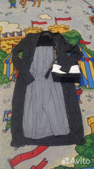 Платье с кардиганом + сумка