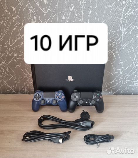 Sony PS4 Pro 1 Tb + 2 геймпада + 10 игр