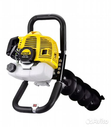 Мотобур huter GGD-300, 2000 Вт, желтый, черный