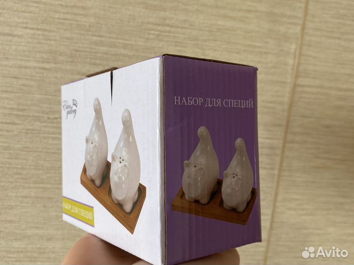 Набор для специй белый фарфор котики
