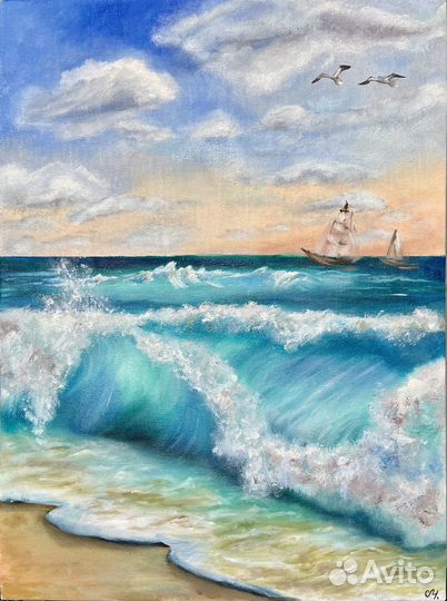 Картина маслом на холсте море
