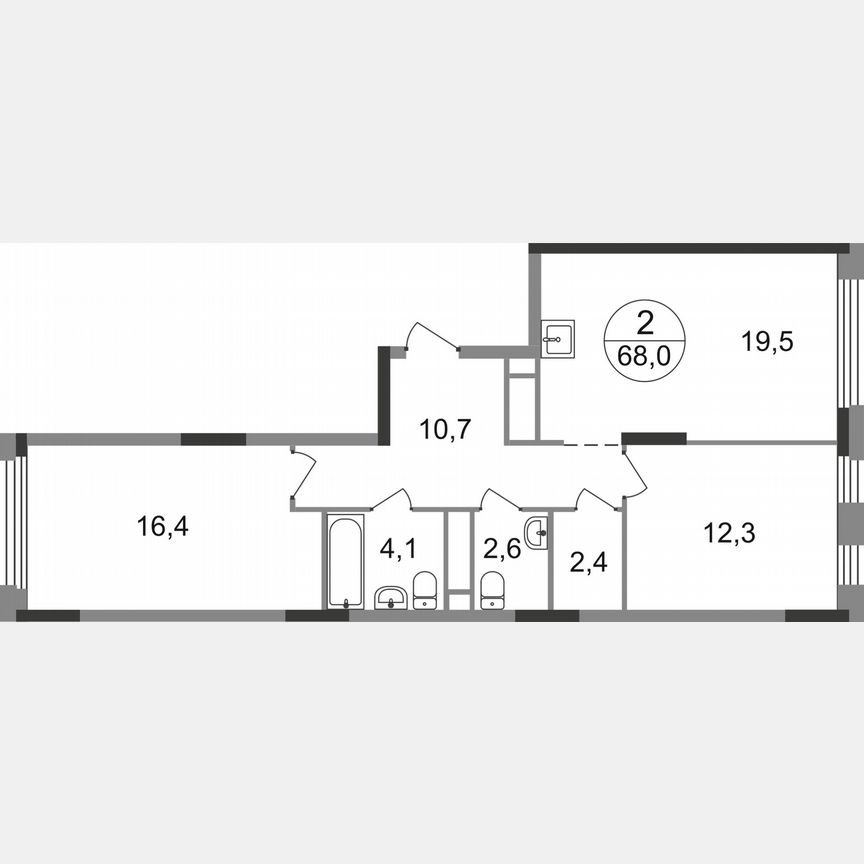 2-к. квартира, 68 м², 7/17 эт.