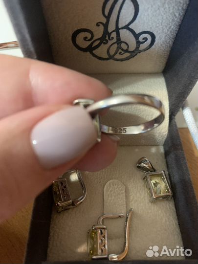 Бронь для Ольги Серьги, кольцо, кулон с цитрином