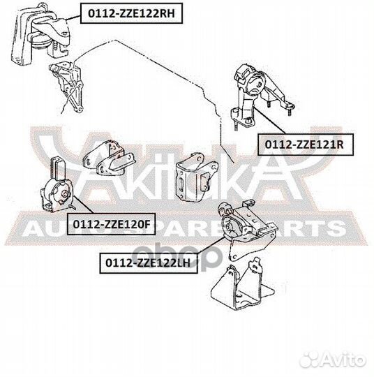 Подушка двигателя лев 0112-ZZE122LH asva