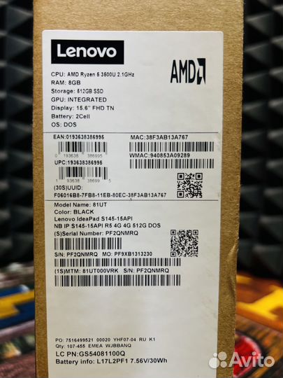 Ноутбук Lenovo новый. Ryzen 5 3500u / Vega 8