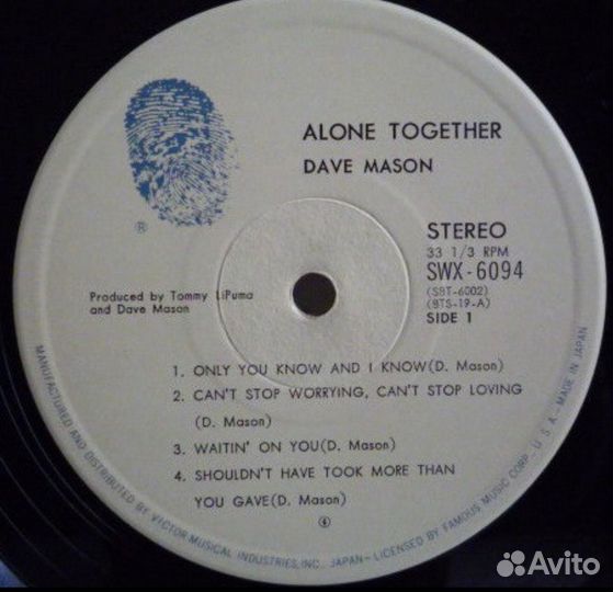 Dave Mason – Alone Together Japan 1st Press LP