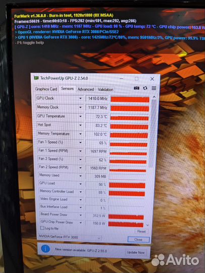 Видеокарта MSI GeForce RTX 3080 ventus 3X 10G