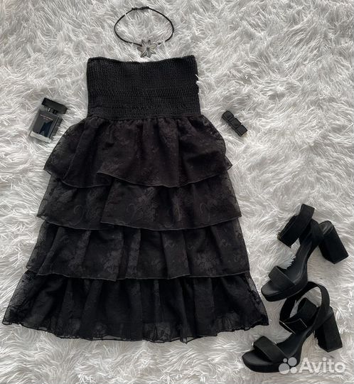 Коктейльное платье zara, чёрное, кружево, размер S