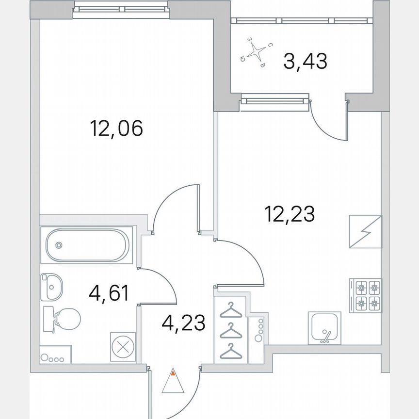 1-к. квартира, 34,9 м², 2/5 эт.