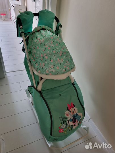 Санки-коляска Nika Disney baby 2 с Минни Маус