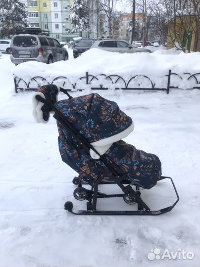 Детские санки коляска с колесами