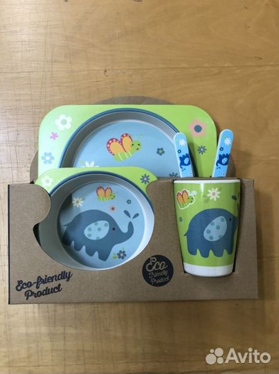 Набор детской посуды из бамбукового волокна в ассо