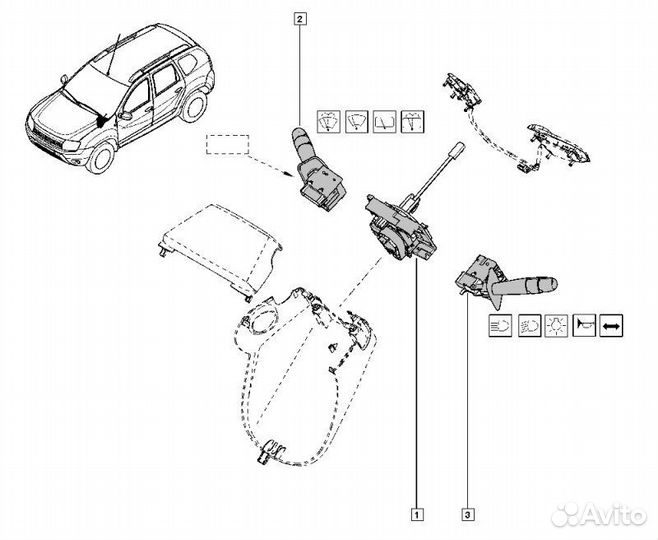 Блок подрулевых переключателей Renault Duster