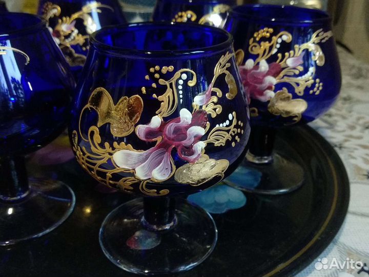 Фужеры металл и цветное стекло