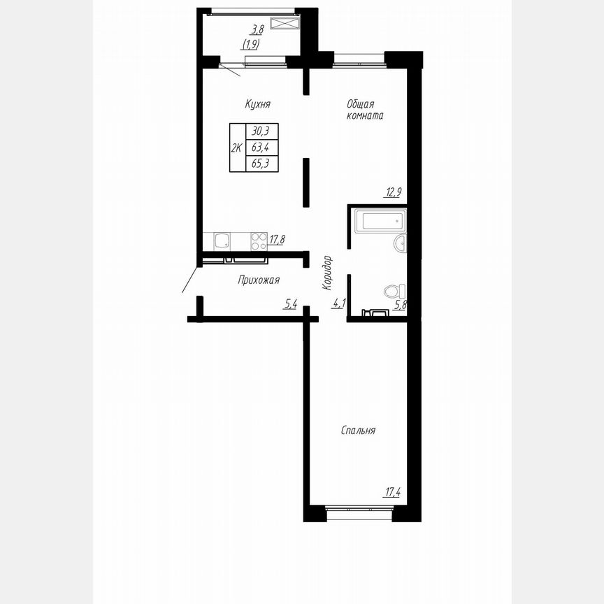 2-к. квартира, 65,3 м², 10/17 эт.
