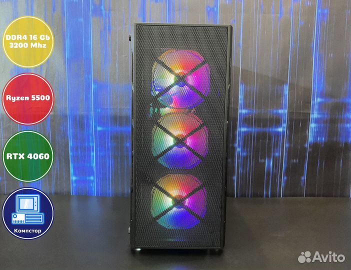 Мощный пк AMD5500-RTX4060-16DDR4-XSR2831069754-A520