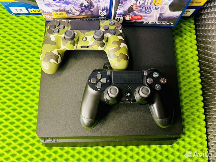 Sony PlayStation4 Slim 1TB+2Дж+Топ Игры