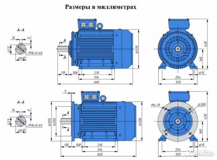 Электродвигатель аир 160М6 15кВт 1000об новый