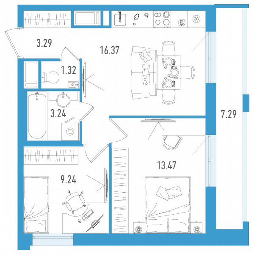 2-к. квартира, 49 м², 18/25 эт.