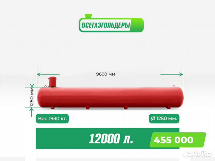 Газгольдер 12000 л. Подземный / Доставка Монтаж