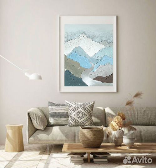 Картина горы Тибет горный пейзаж Белая интерьерная