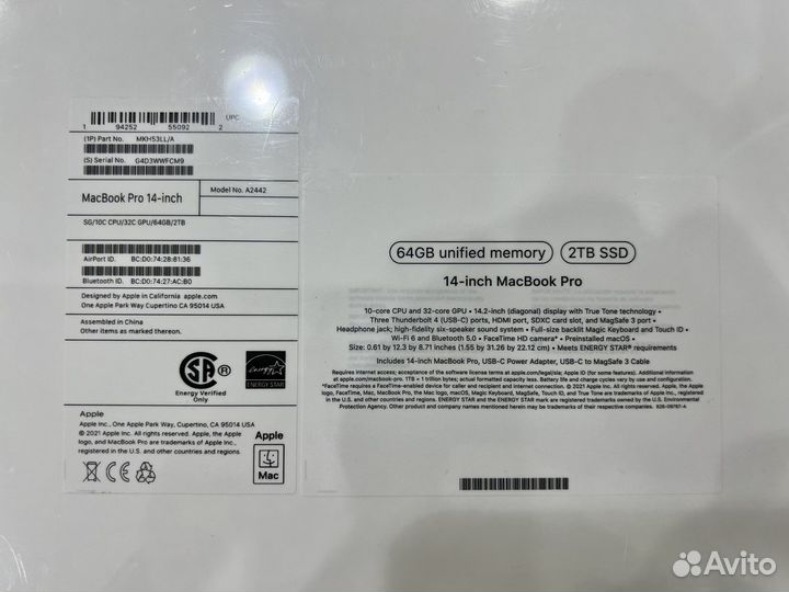 MacBook Pro 13 A2338 M2 16/512GB, США, новый
