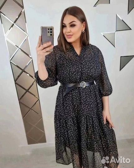 Платье чёрное в горошек